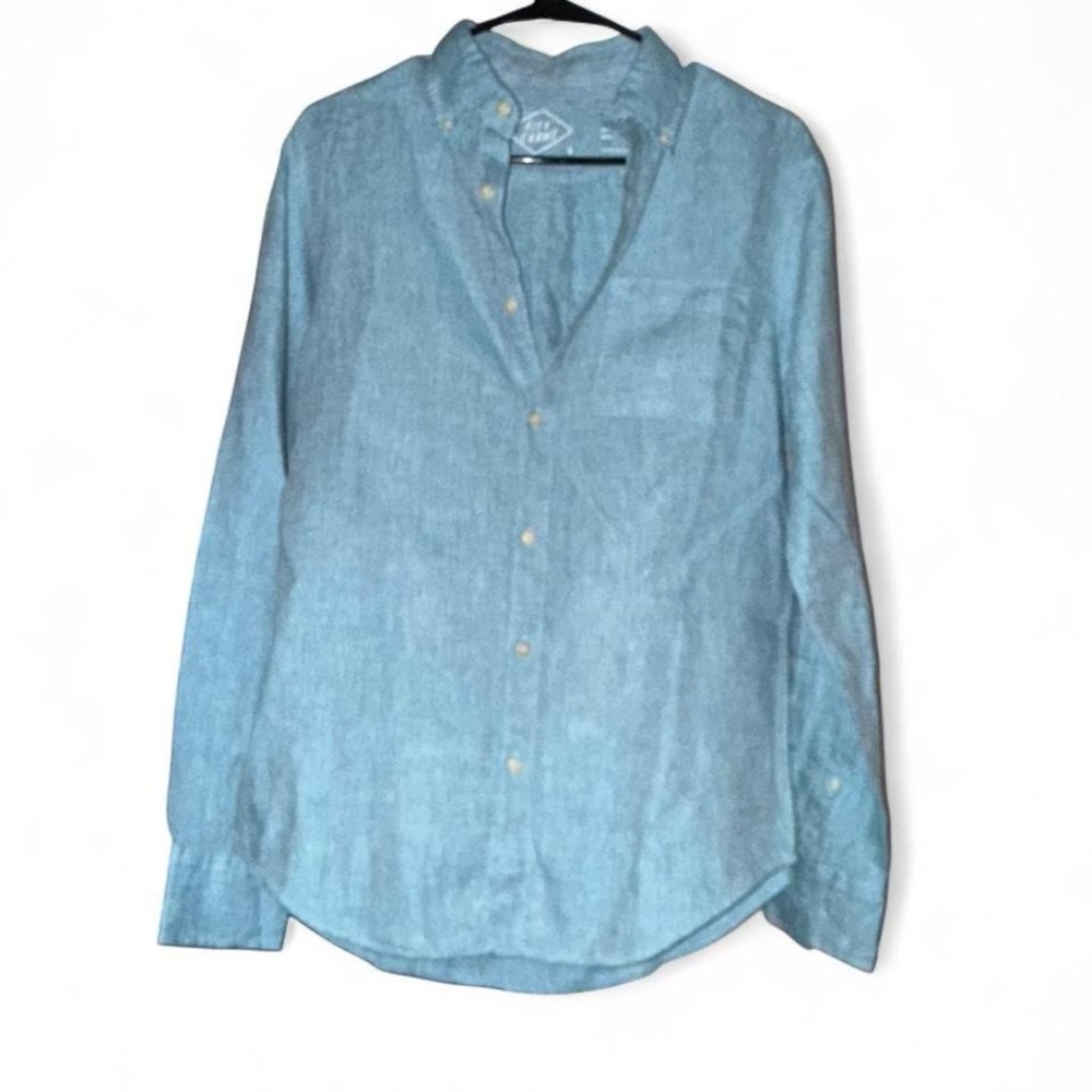 Alex Crane Blue Men's Button-Down Playa Linen Shirt Size Small